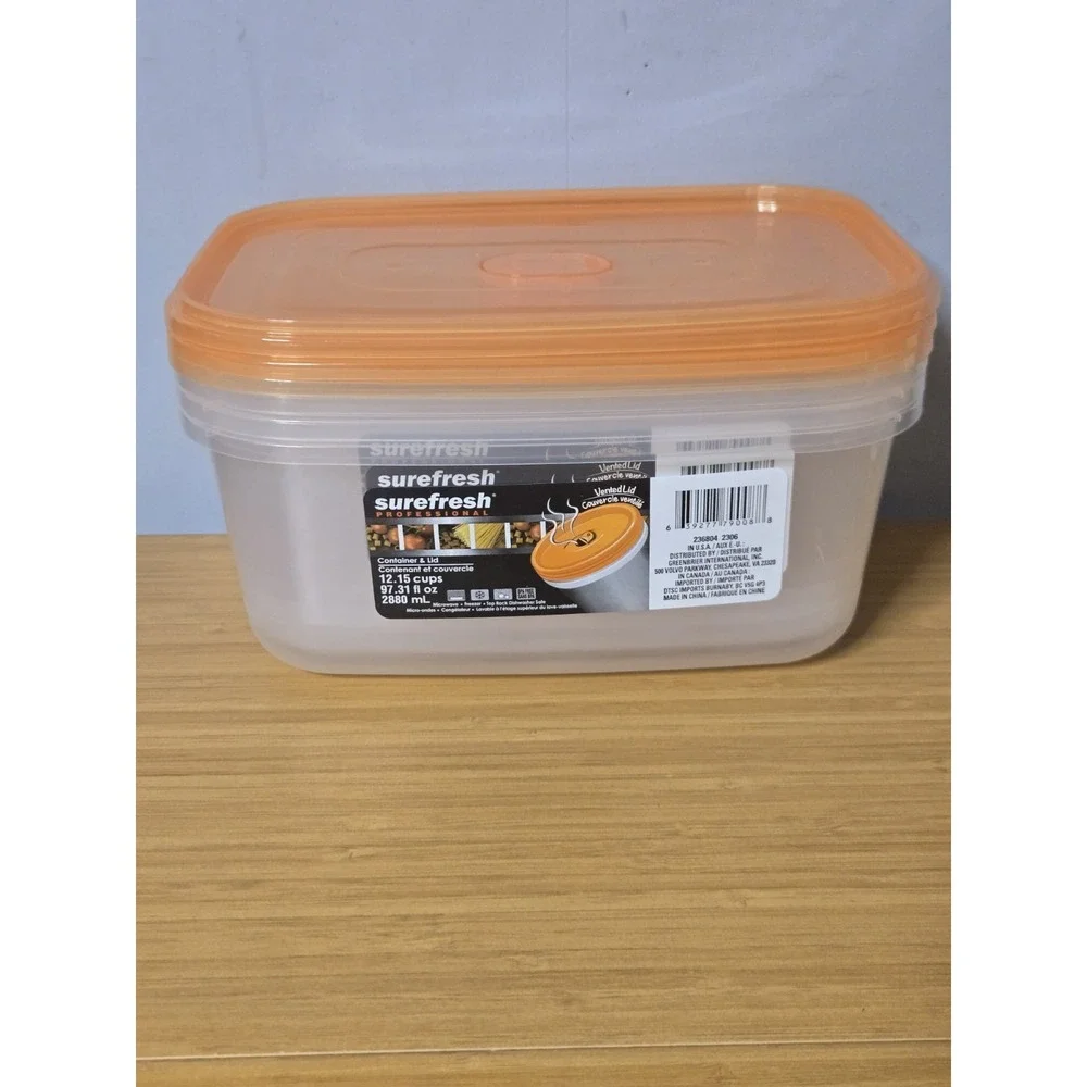 Surefresh 12.15 Cups/97.31oz  Dry/Cold/Freezer Food Storage Containers. Lot Of 3